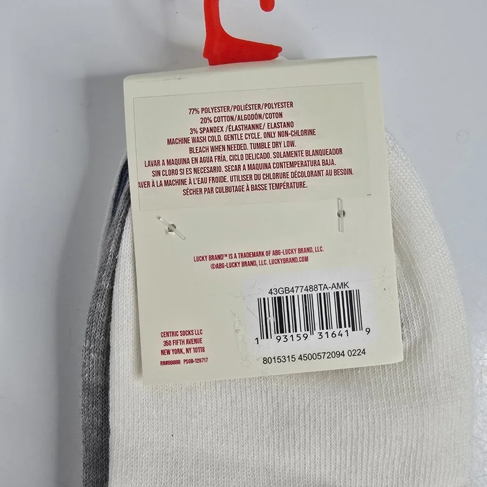 Lucky Brand 5 Pairs Pack Mens Mid Crew Socks NEW White Blue Shoe Size 6-12